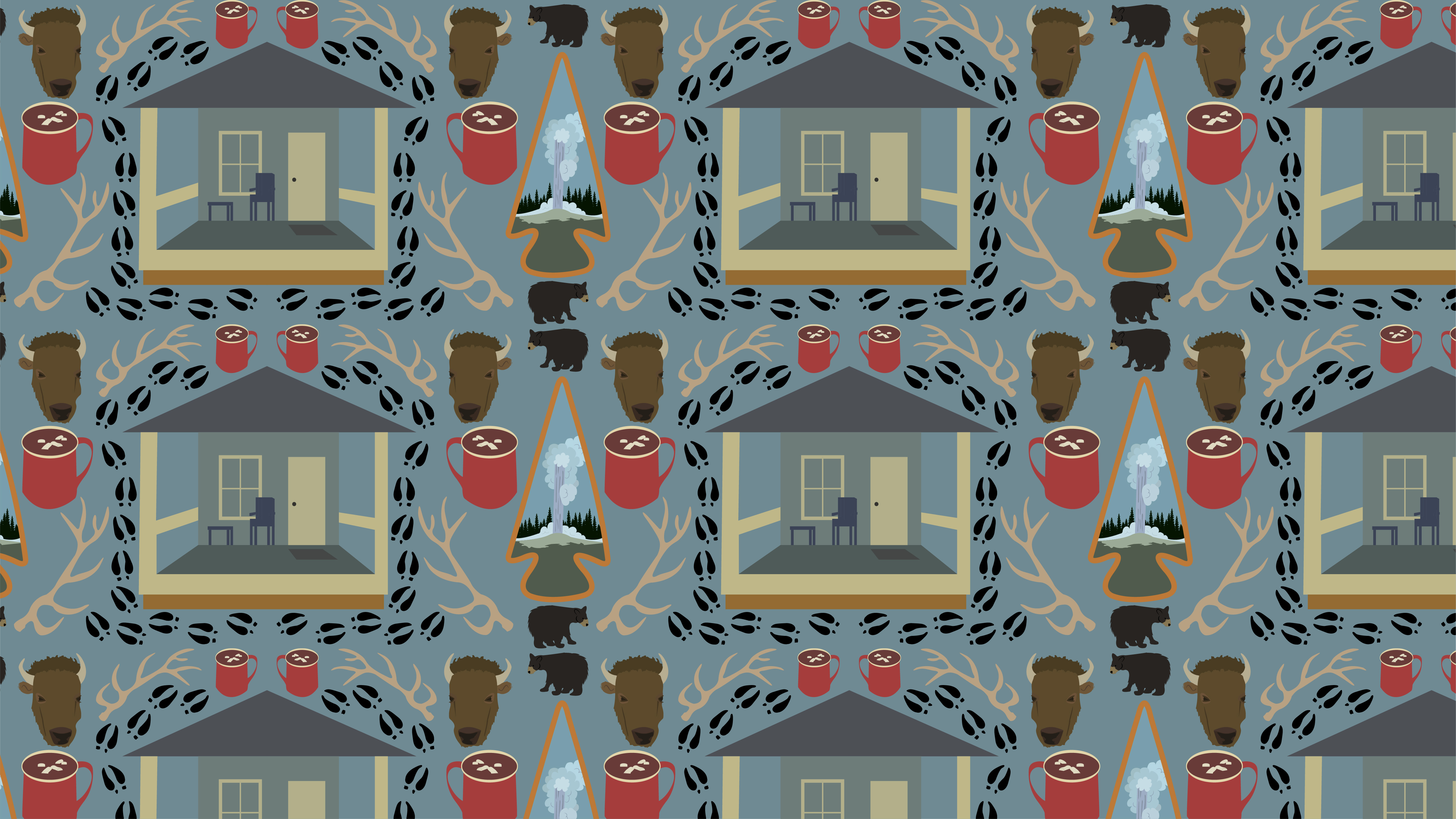 Graphic Design 1- Yellowstone Pattern 2, made in Adobe Illustrator, 5001 x 2813px, 2021